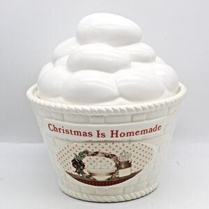 House of Lloyd Cookie Jar Christmas Is Homemade Ceramic Egg Basket Vintage 1989